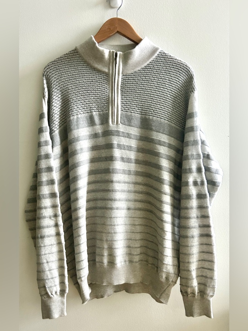 St. Croix Textured Quarter Zip Wool Blend Sweater XL Made in USA Luxury Knit